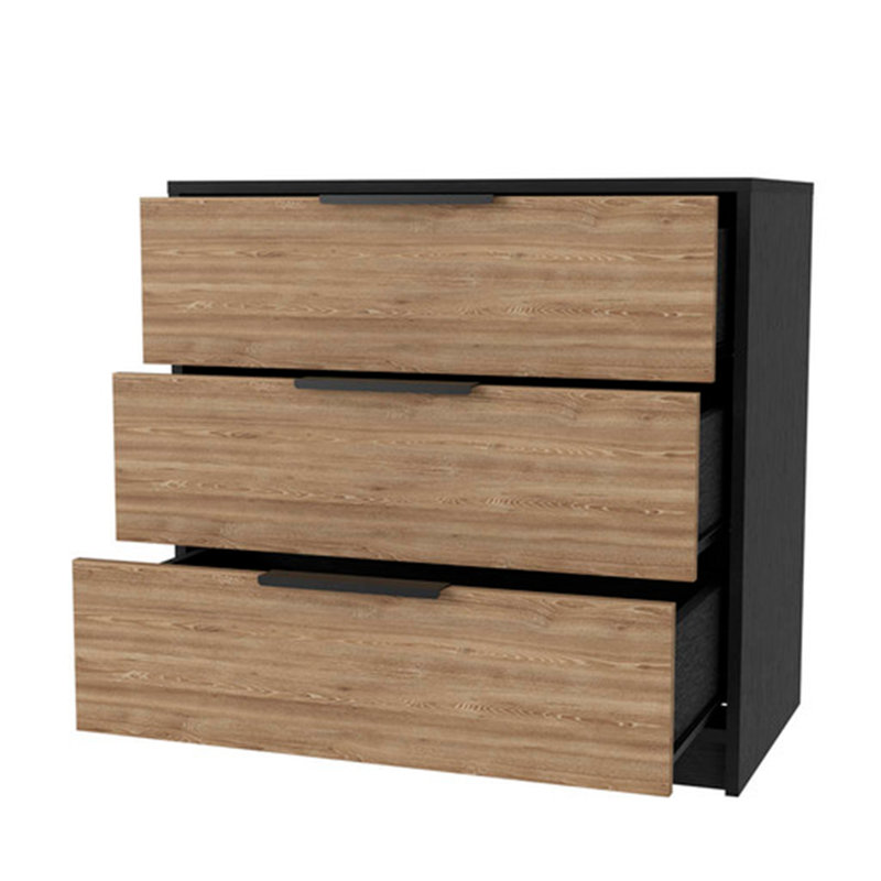 Commode à trois tiroirs, Brun / Noir