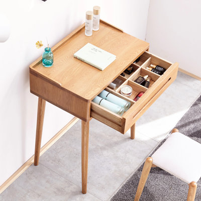 Compact Dresser With Drawer Storage, 23.36In Depth, 60Cm Width Natural Wood 28.77Lb Weight, Oak Shade