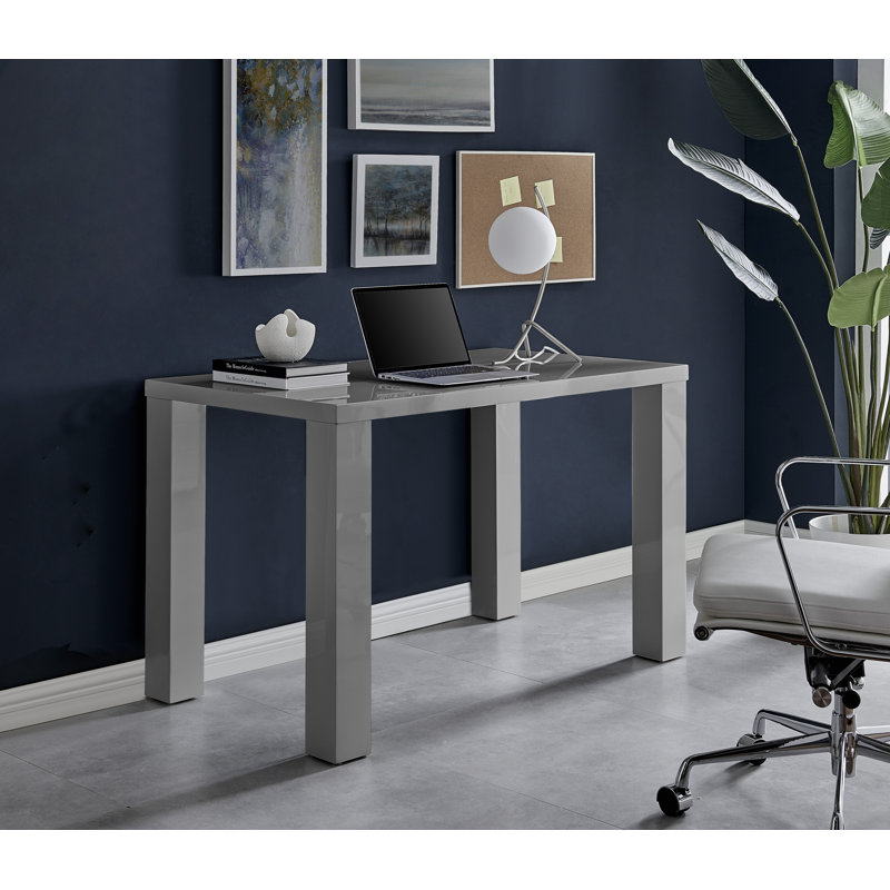 Bureau à domicile Eubanks ultrabrillant, Gris, H 29,53 po x l 47,24 po x P 27,56 po