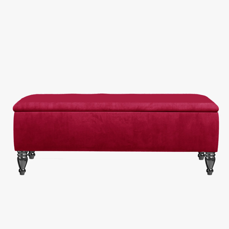 Lisbon Ottoman Bench with Storage, End of Bed Bench, Rectangle Coffee Table, Upholstered Footstools, Claret Red