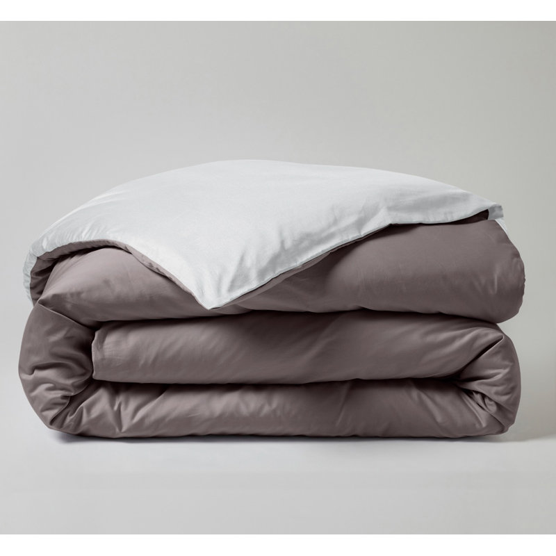 Hazelann Satin Solid Colour Duvet Cover with Pillowcases Included, 220 x 240cm Duvet Cover, Grey