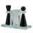 Modern Crystal Glass Bookends - Chess Piece Inspired Decorative Book Ends for Stylish Shelf and Home Decor - Set of 2, 7", Black and Clear