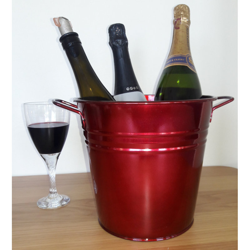 Leenhouts Metal Ice Bucket, Glazed Apple, 9" H x 9" W x 9" D