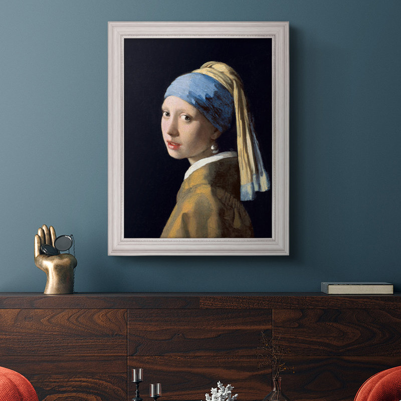 «Girl with a Pearl Earing» - reproduction de cadre photo, H 36 po x l 24 po x P 2,5 po