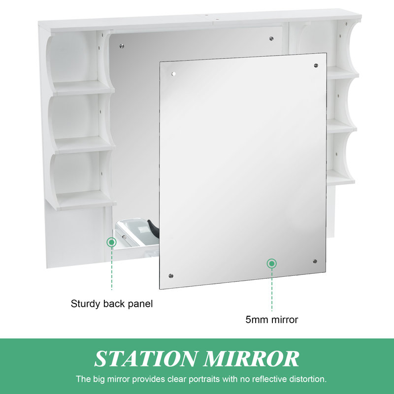 White Modern Vanity Table Set with Mirror and Storage
