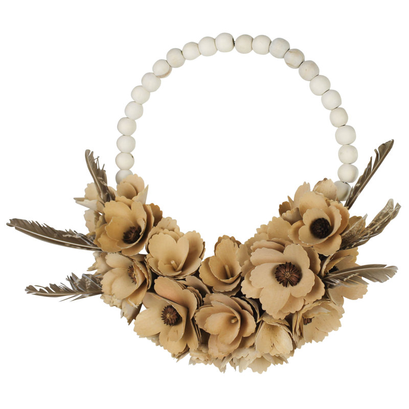 Couronne à raser en bois avec plumes