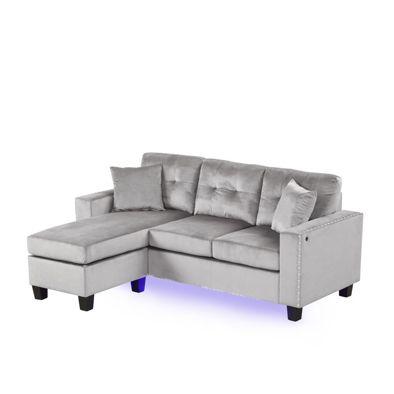 Chaise longue réversible en velours gris