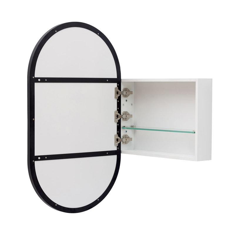 Carolee W H Framed Medicine Cabinet Mirror 1 Adjustable, Matte Black
