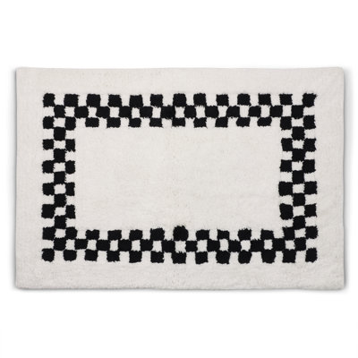 Black Check Hotel Bath Rug