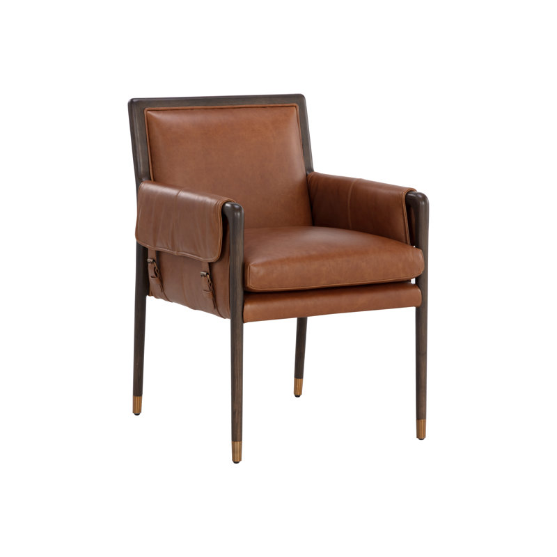 Rauno Leather Arm Chair, Brown, Black