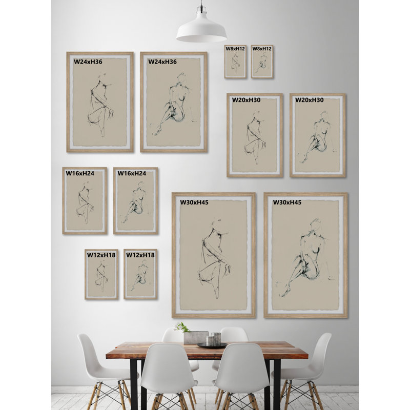 Woman Essentials by Marmont Hill - 2 Piece Single Picture Frame Drawing Print Set, 18" H x 12" W