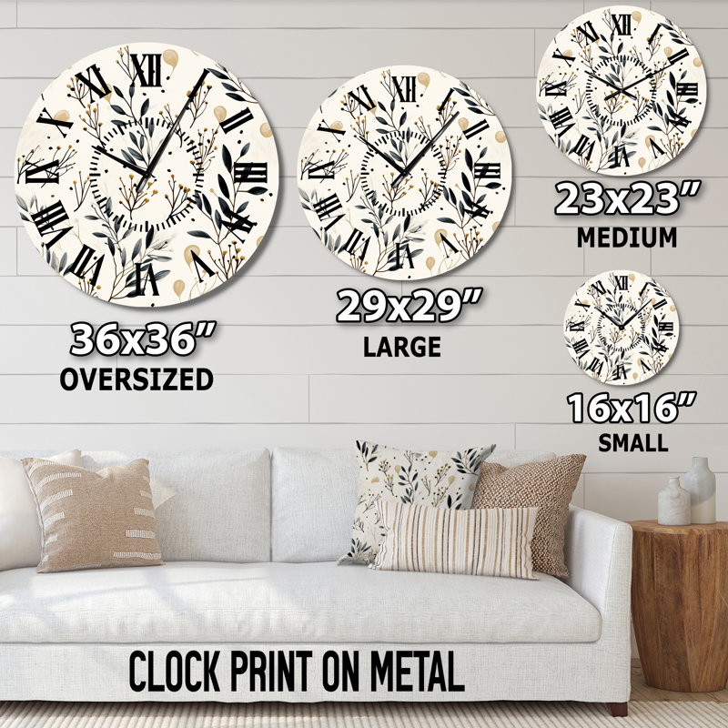 Horloge murale Minimalist Nature I - Floral, Surdimensionné