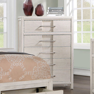 Commode 5 tiroirs l 33,6 po blanche