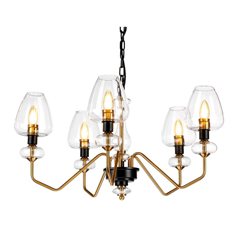 Khari 5 - Light Shaded Chandelier, Aged Brass