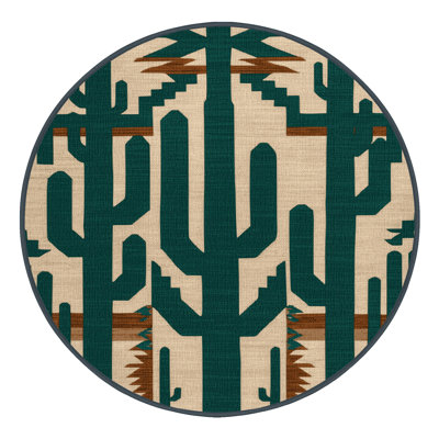 Washable Saguaro Cactus Southwestern Area Rug