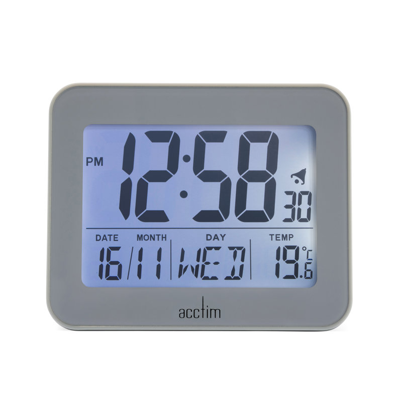 Acctim Otto Superbrite® Digital Bedside Alarm Clock, Grey