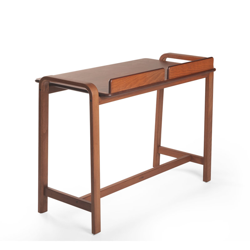 De'M Solid Wood Writing Desk, Light Walnut