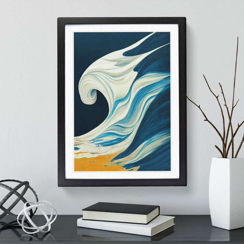 Sublime Ocean Wave Abstract - Single Picture Frame Print, Black Framed, 64cm H x 46cm W x 2cm D