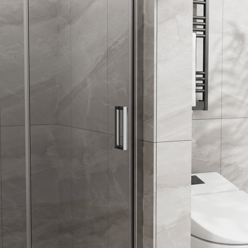 34"X 72" Bifold Frameless Glass Shower Door 1/4 Inch Tempered Clear Glass Pivot Swing Shower Panel, Foldable, Chrome