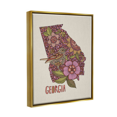 " Intricate Georgia State Bird and Flower Detailed Floral Design " Graphic Art Print