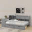 Full Size Daybed With Storage Cabinets And 2 Drawers, Wooden L-Shape Daybed Frame With Study Desk And Built-In Bookshelf-83657569