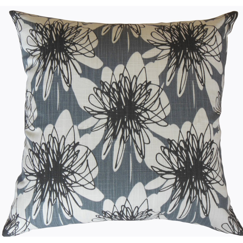 Coussin en coton Silva, Hauteur (26 po) x largeur (26 po), Gris / noir