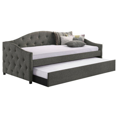 Grey Upholstered Twin Daybed With Trundle