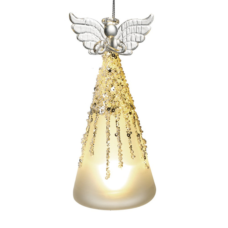 15cm Glass Lighted Hanging Figurine Ornament