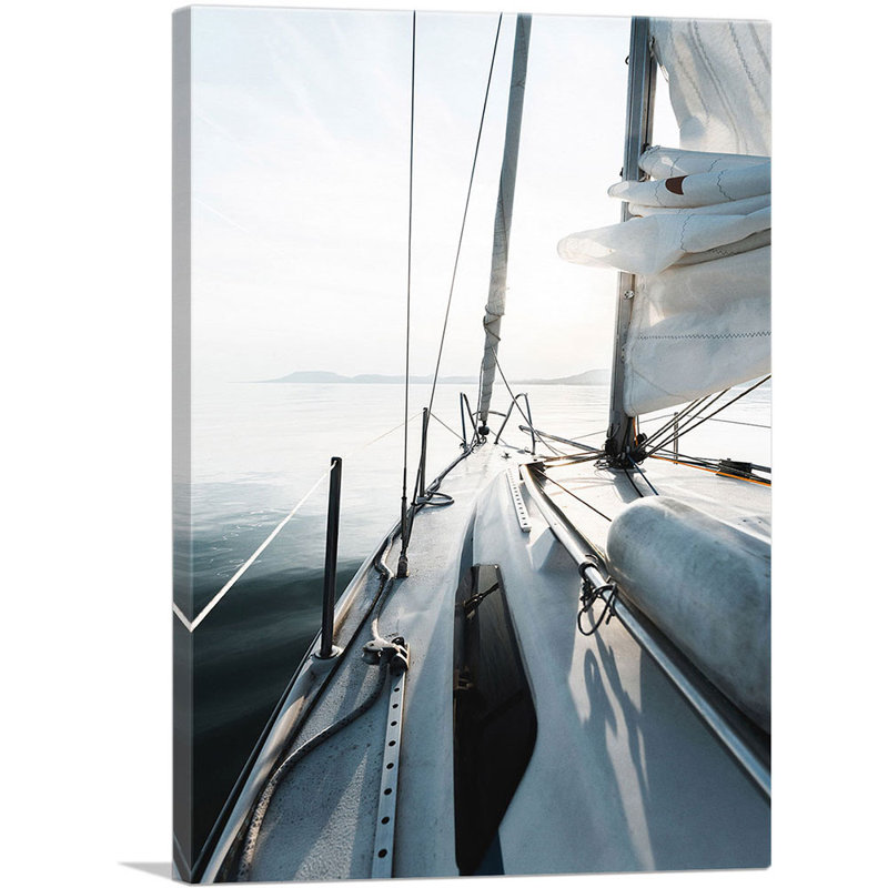 Bateau dans l'océan - reproduction de photo sur toile tendue, H 40 po x l 26 po x P 0,75 po