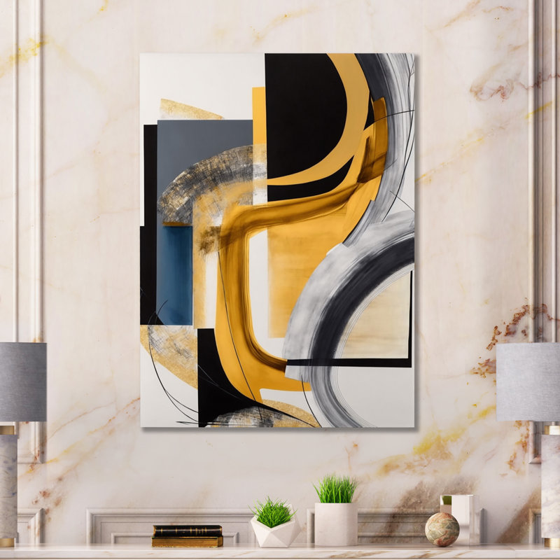Avena Glam doré et noir Expression IV - spirales abstraites, art mural, L 12 po x H 20 po, Toile tendue