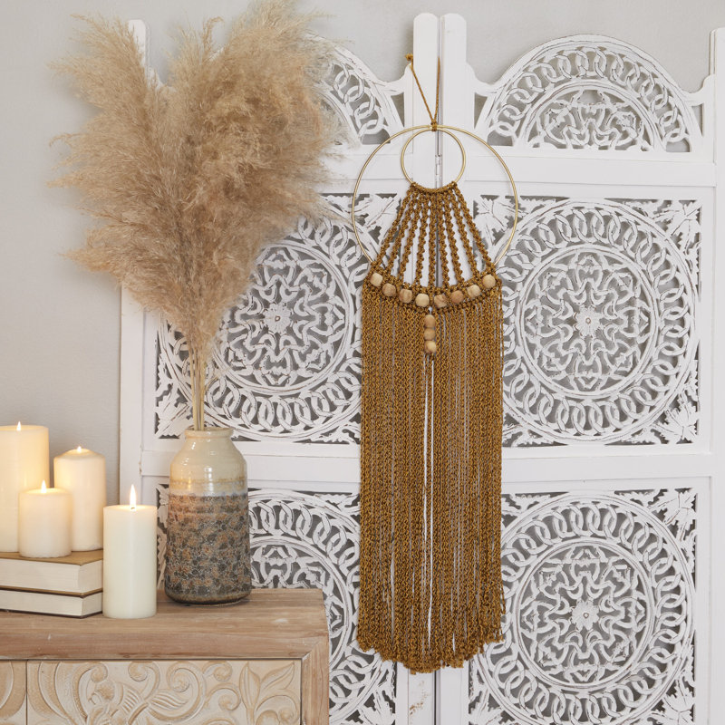 Boho Abstract Wall Decor on Fabric, Brown