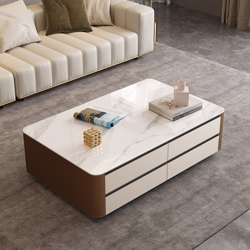 Table basse de salon de style moderne, H 15,75 po x L 59,06 po x l 31,5 po, Brun