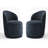 Upholstered Modern Navy Polyester Blend Barrel Swivel Side Dining Chair (Set of 2)-1380230193