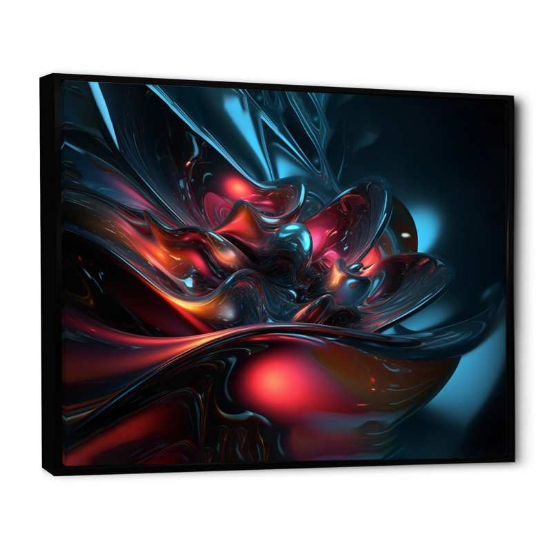 Rouge et bleu infini complexe II - impression, H 12 po x l 20 po x P 1 po, Cadre flottant noir