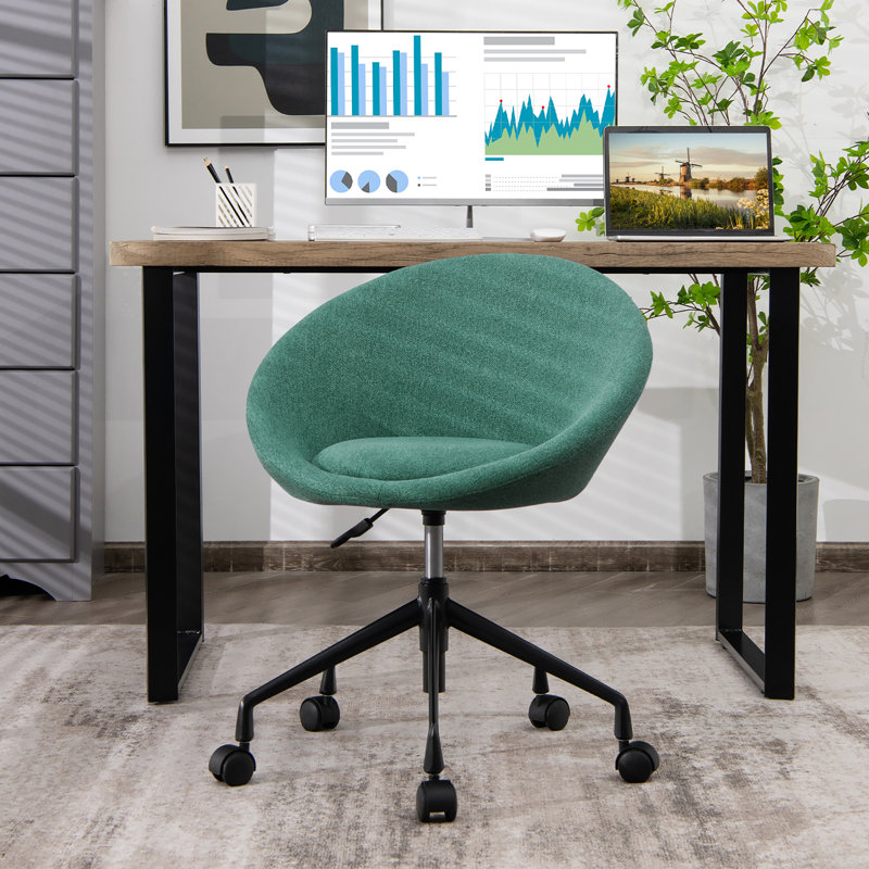 Fauteuil de bureau Ebern Designs, Vert 100% lin