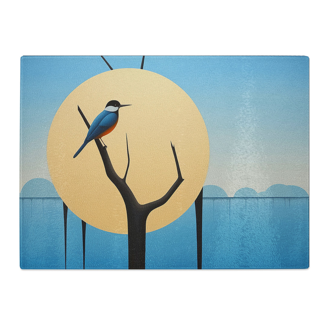 Kingfisher Minimalism  Glass Chopping Board