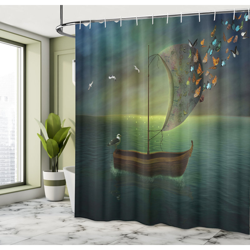 Shower Curtain with Hooks Included, 70" H x 69" W
