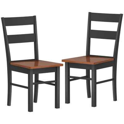 Dining Chairs, Set of 2 Farmhouse Kitchen & Dining Room Chairs with Open Back, Rubber Wood Seating for Living Room and Dining Room by Ophelia & Co.