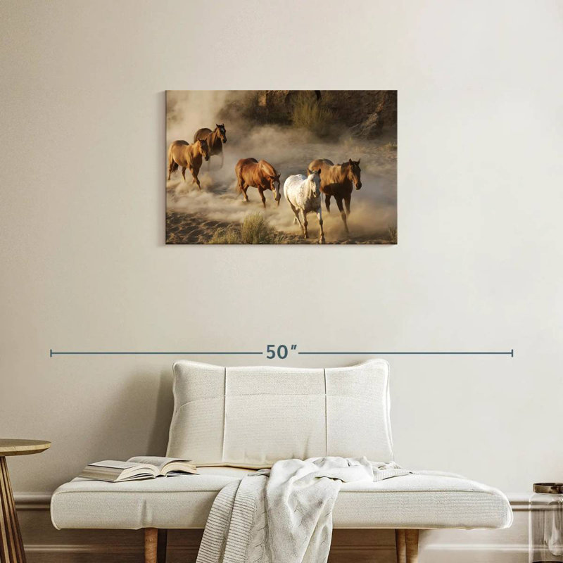 Chevaux sauvages au galop, H 20 po x l 30 po