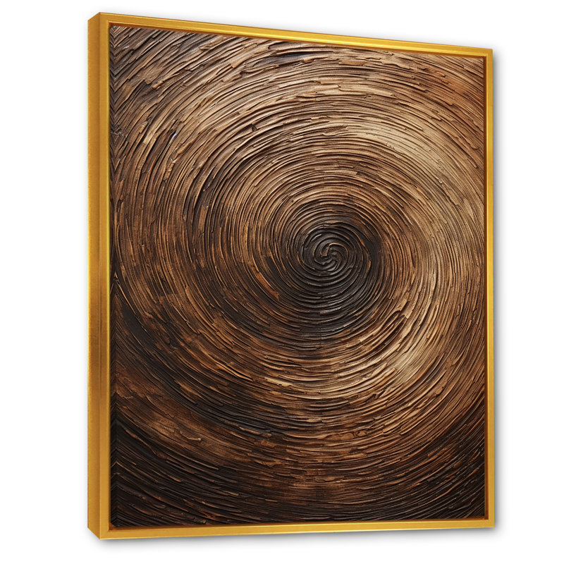 Impression sur toile «Brown Calm Current Spiral I - Abstract Spirals», H 20 po x l 12 po x P 1 po, Cadre flottant doré