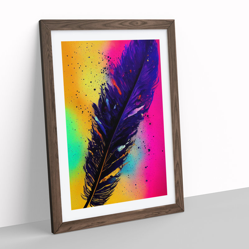 Feathers Splashed No.2 - Framed Print, 34cm H x 25cm W x 2cm D, Walnut