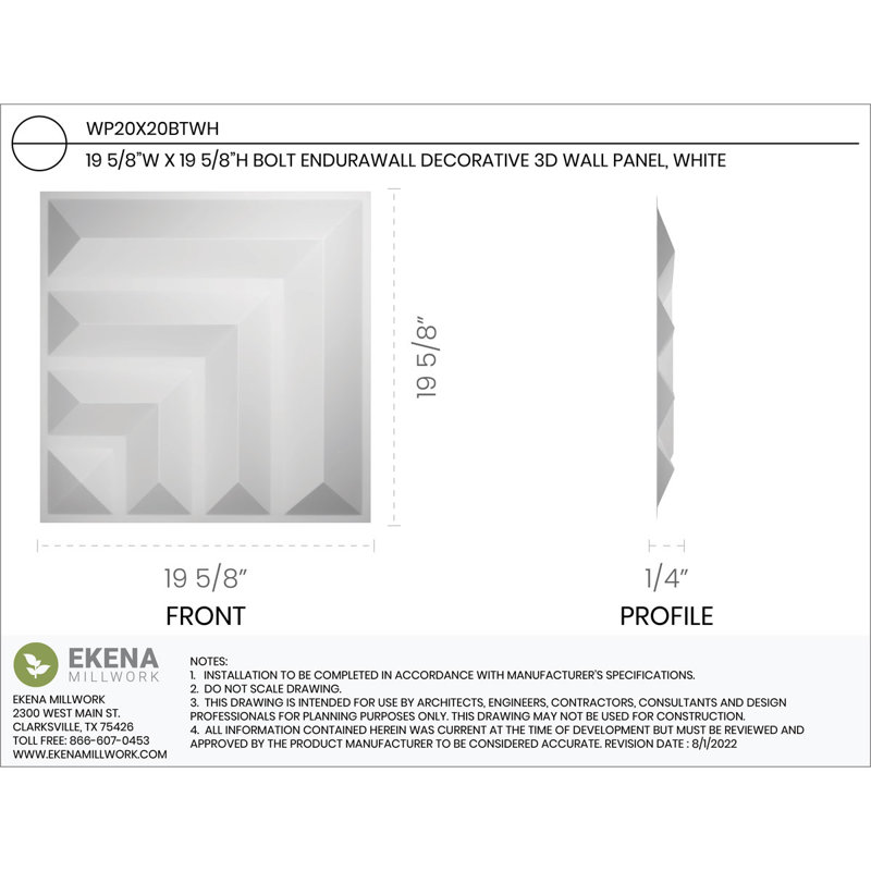 Panneau mural décoratif Bolt EnduraWall 3D, Blanc