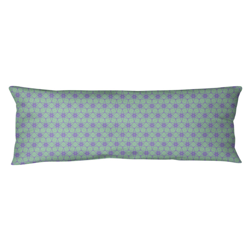 Coussin lombaire géométrique à cercles ornés, Bourre en polyester, Vert / Mauve