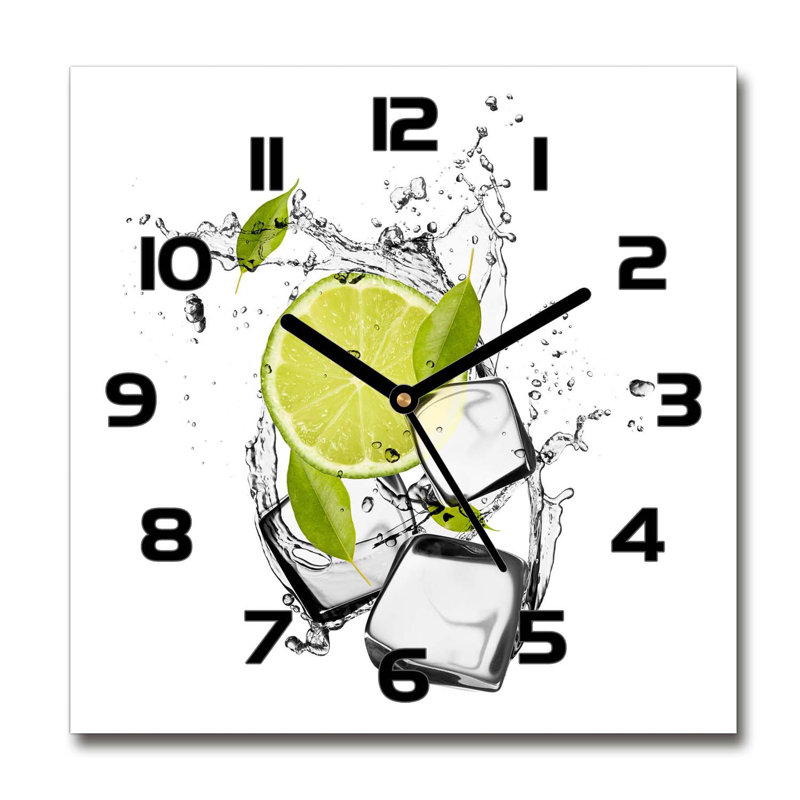 Heberth Glass Wall Clock, Black/Green/White