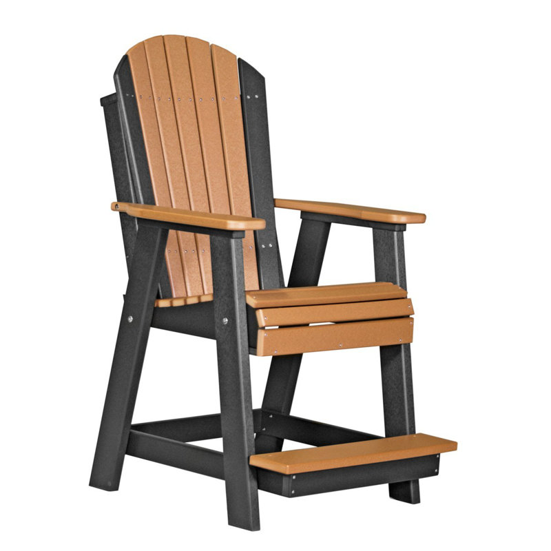 Chaise de terrasse Janel Adirondack, Cèdre et noir, Chaise à accoudoir