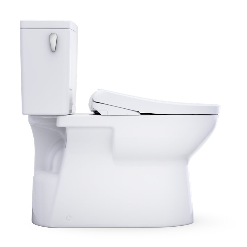 TOTO Glaston WASHLET+ S7 Two-Piece Elongated 1.28 GPF Universal Height Toilet with CEFIONTECT, Cotton White - MW4724726CEFG#01