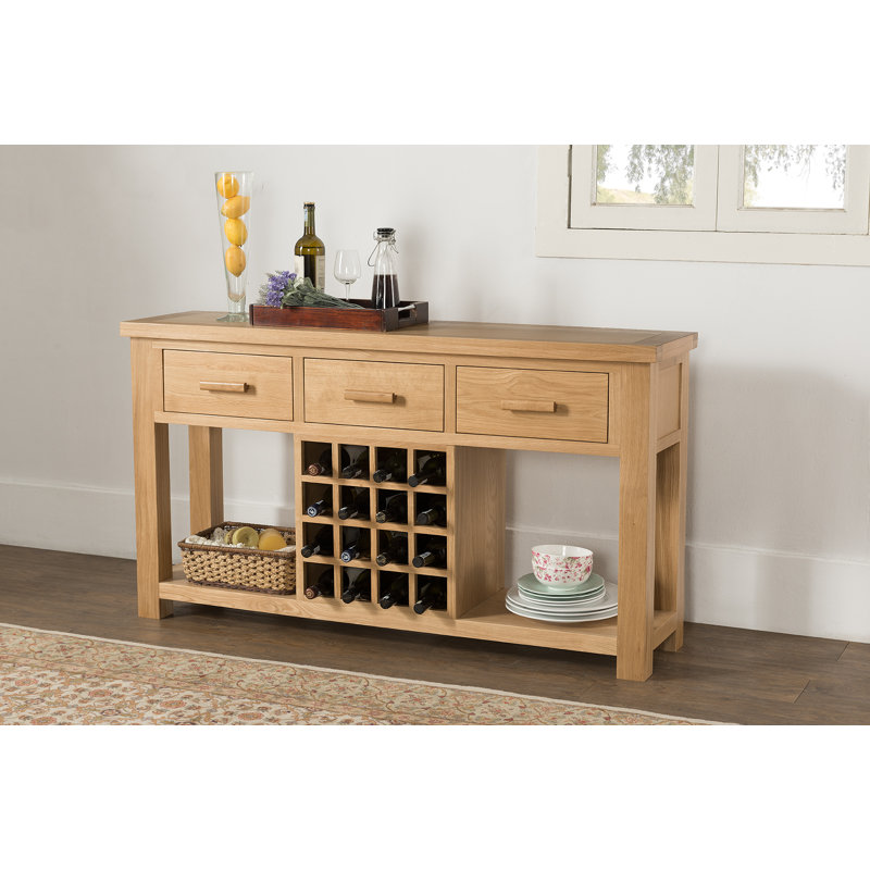 Liberty 16 Bottle Solid Wood Floor Sideboard With Wine Rack in Light Oak