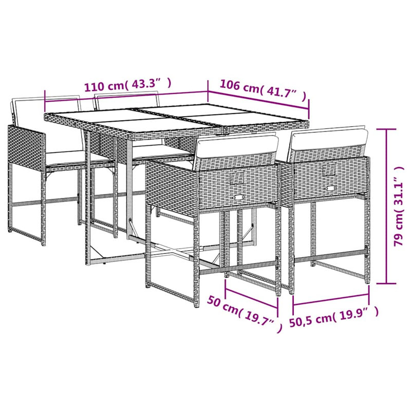 Patio Dining Set with, Cream White, Beige
