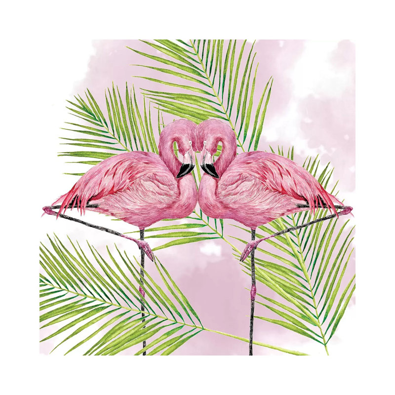 Pink Flamingo Collection by Melissa Wang - Wrapped Canvas Painting, 45.72 cm H x 45.72 cm W