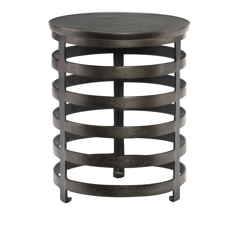 Black Round Metal Storage Occasional Table